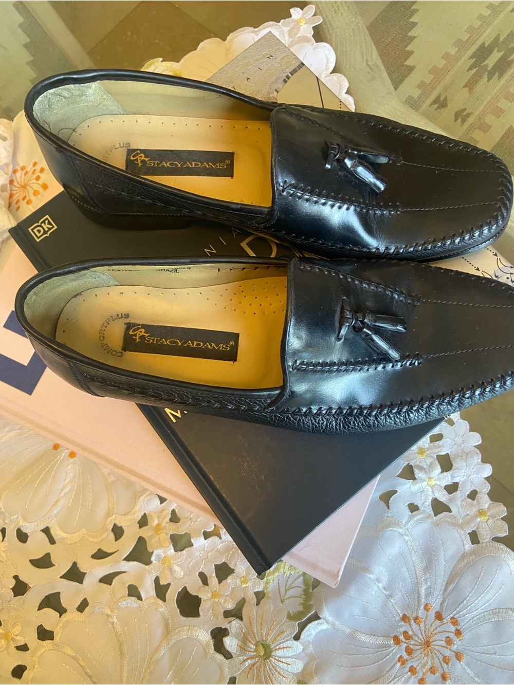 Stacy Adams Black Leather Tassel Loafers